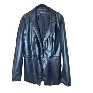 LAUNDRY by Shelli Segal Black Faux Leather Blazer Jacket Size Medium